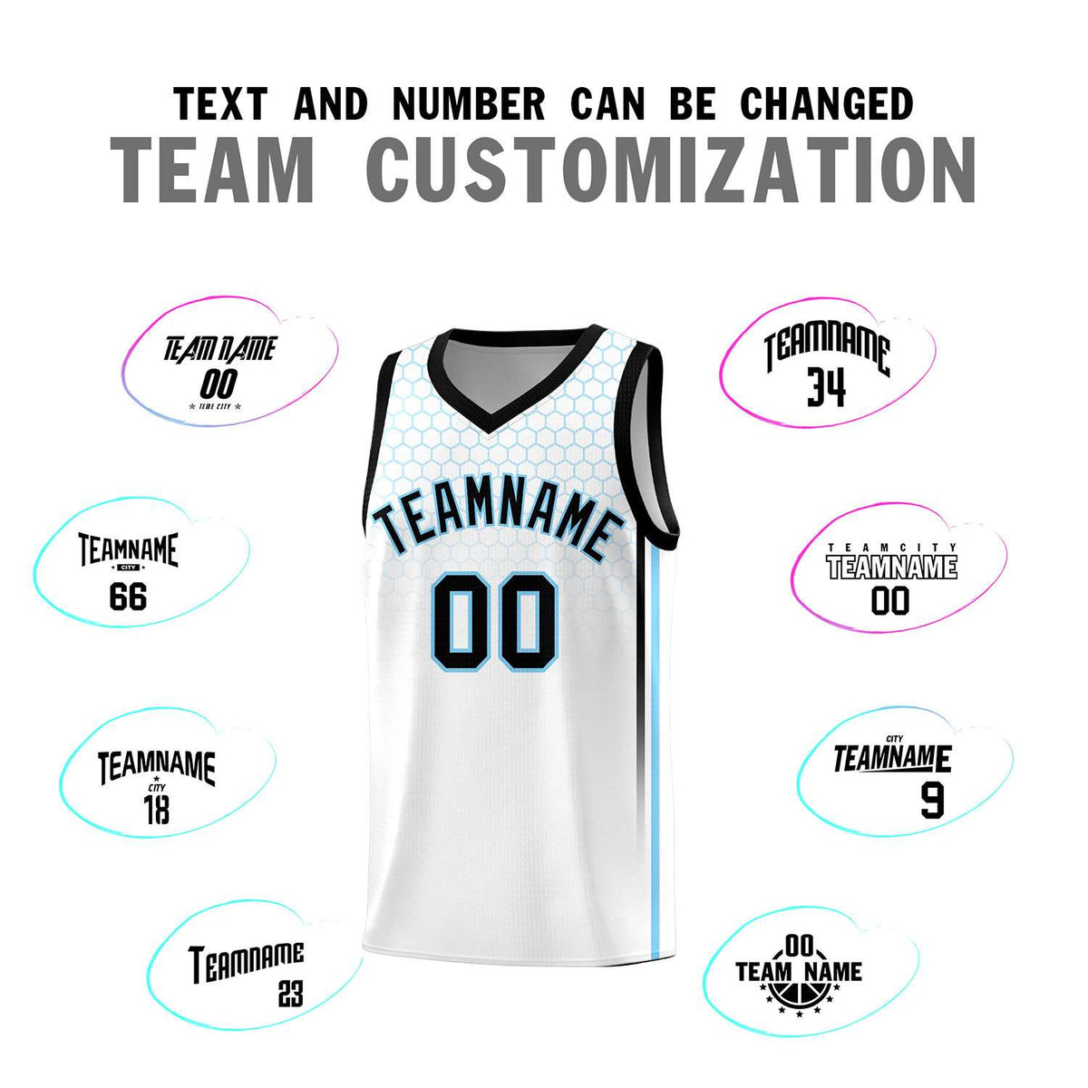 Custom White Personalized Honeycomb Pattern Sports Uniform Basketball Jersey