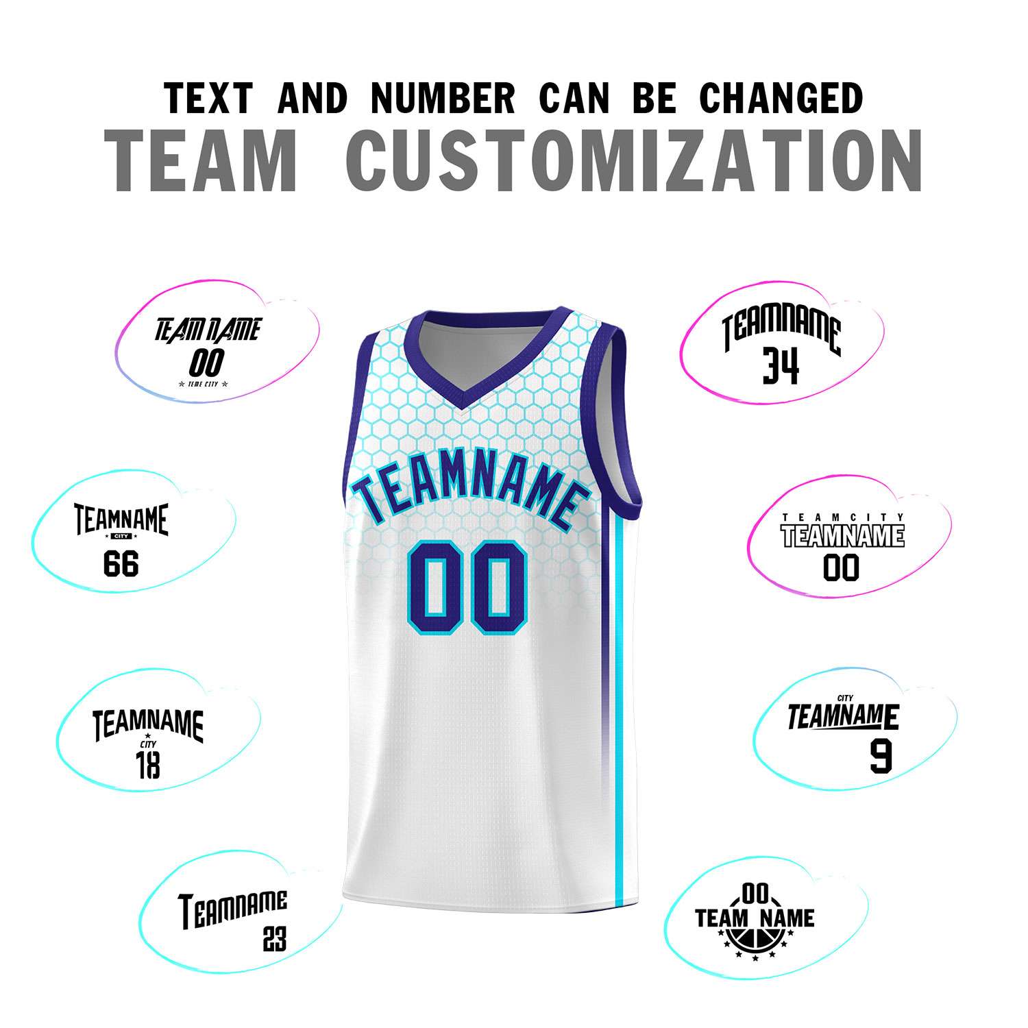 Custom White Personalized Honeycomb Pattern Sports Uniform Basketball Jersey