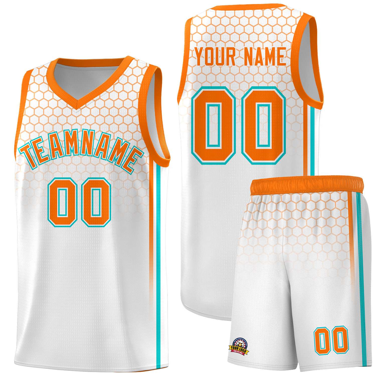 Custom White Personalized Honeycomb Pattern Sports Uniform Basketball Jersey