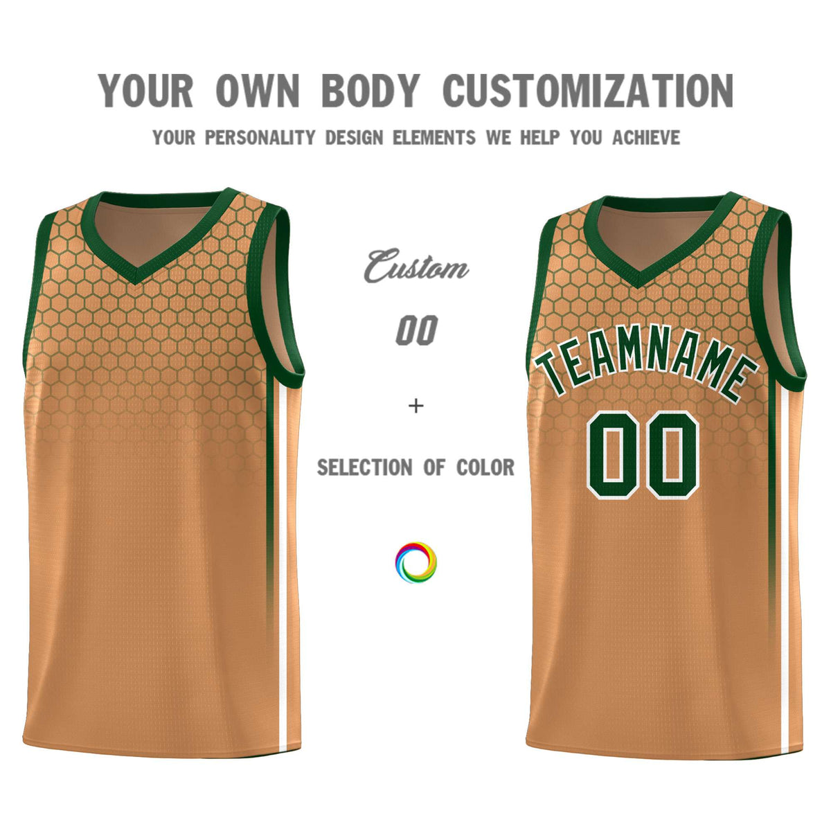 Custom Light Brown Personalized Honeycomb Pattern Sports Uniform Basketball Jersey