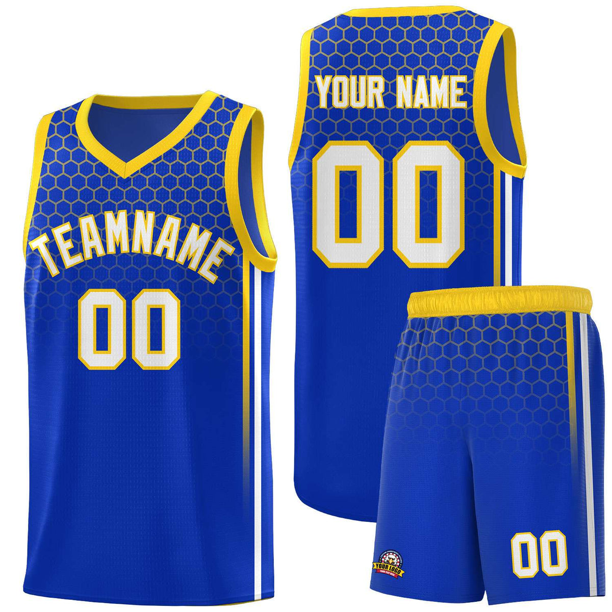 Custom Royal Personalized Honeycomb Pattern Sports Uniform Basketball Jersey