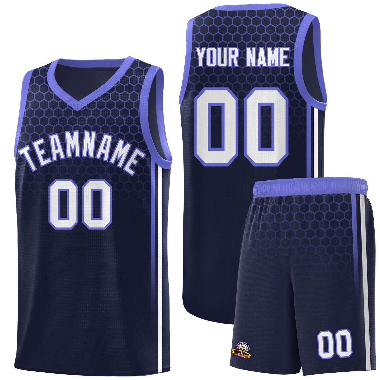 Custom Navy Personalized Honeycomb Pattern Sports Uniform Basketball Jersey