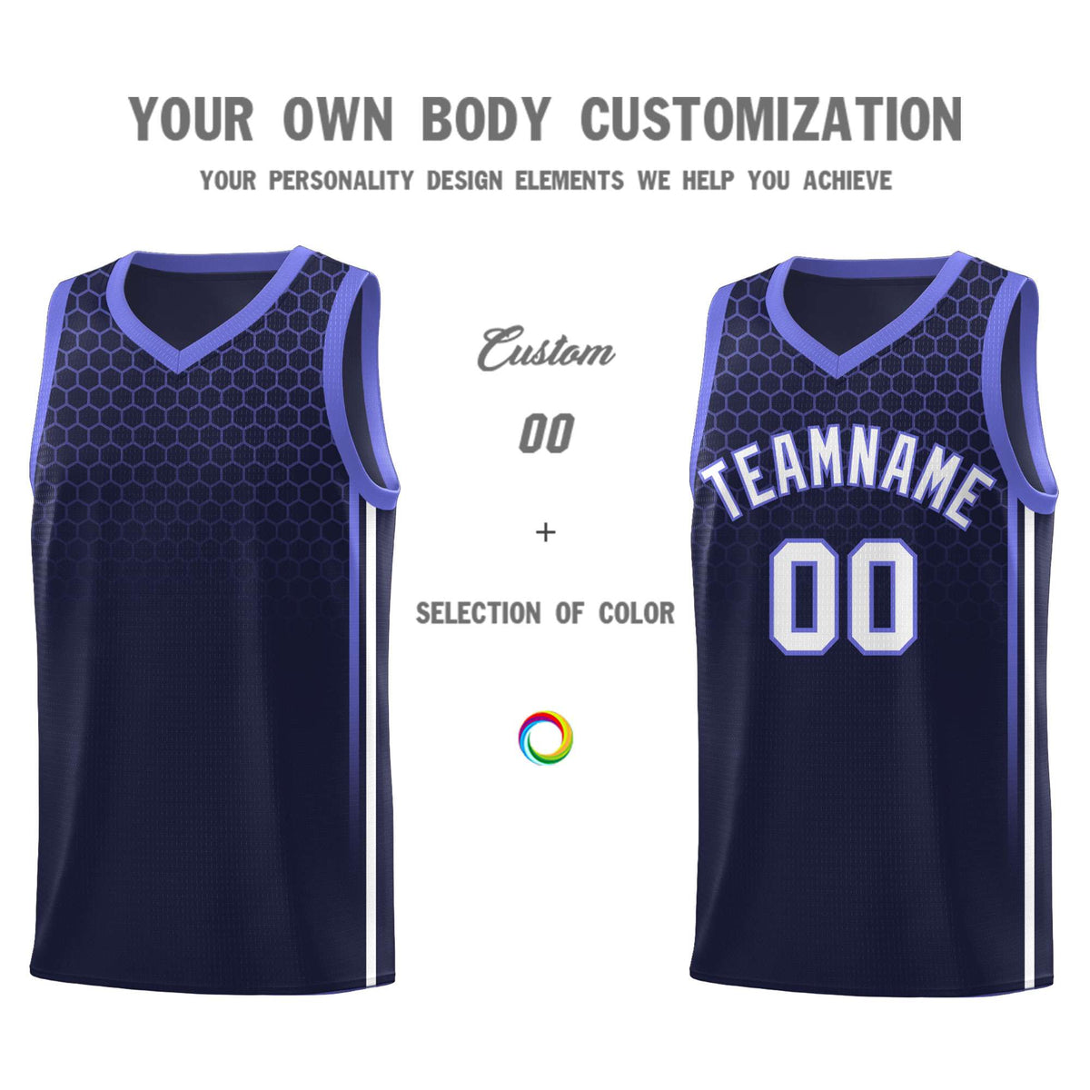 Custom Navy Personalized Honeycomb Pattern Sports Uniform Basketball Jersey