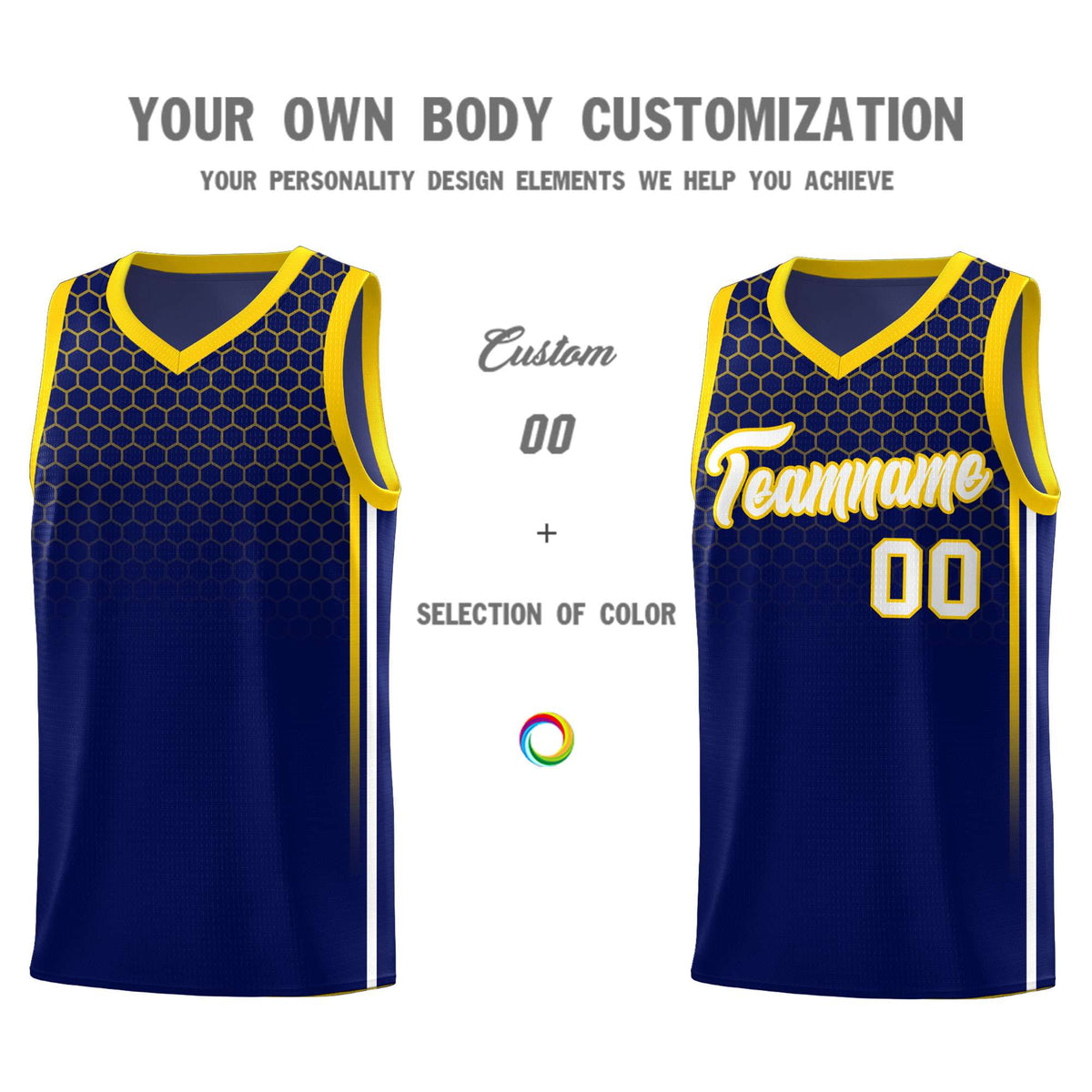 Custom Navy Personalized Honeycomb Pattern Sports Uniform Basketball Jersey