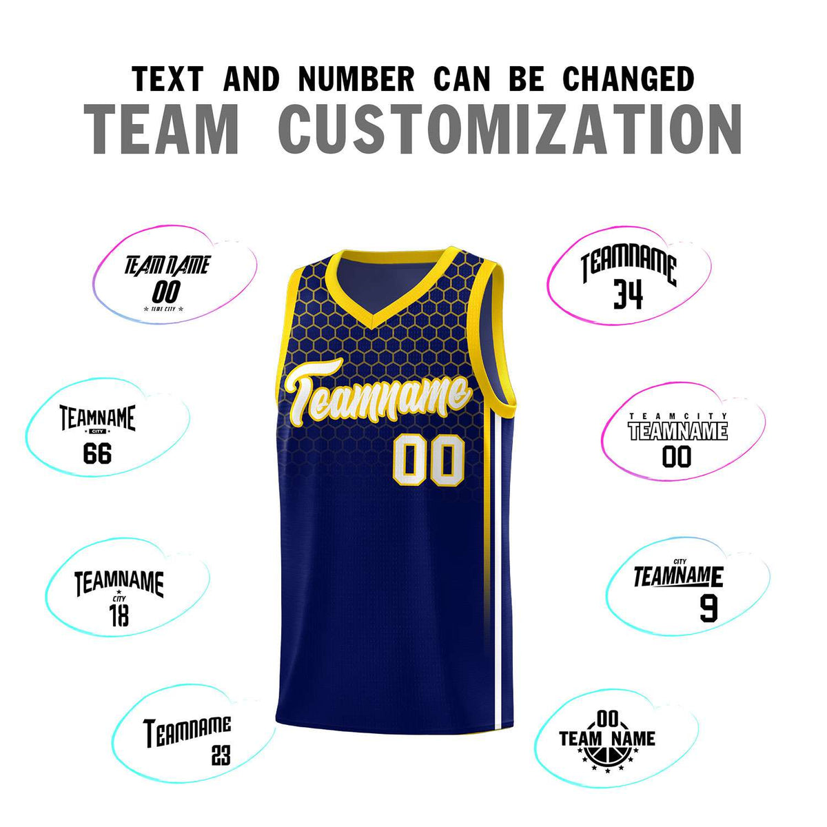 Custom Navy Personalized Honeycomb Pattern Sports Uniform Basketball Jersey