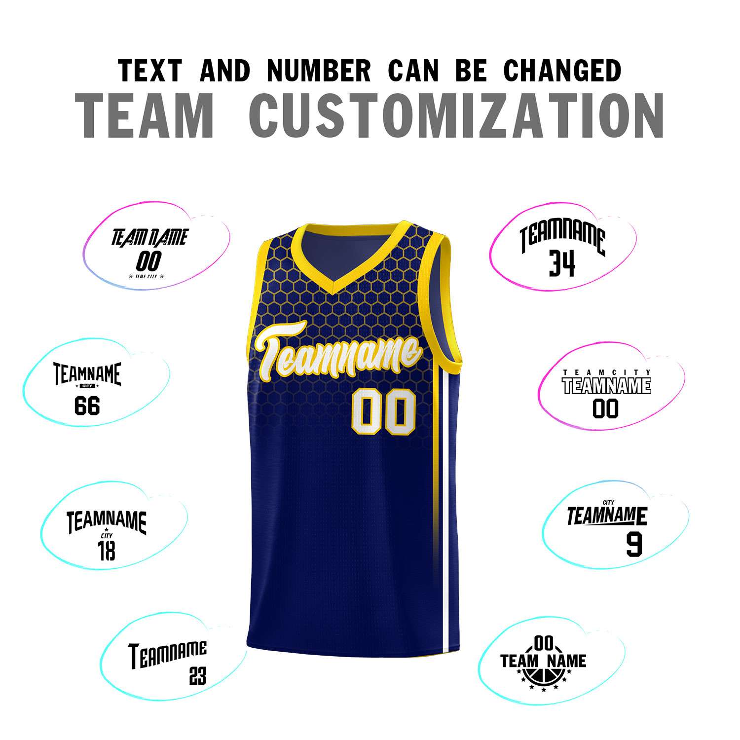 Custom Navy Personalized Honeycomb Pattern Sports Uniform Basketball Jersey