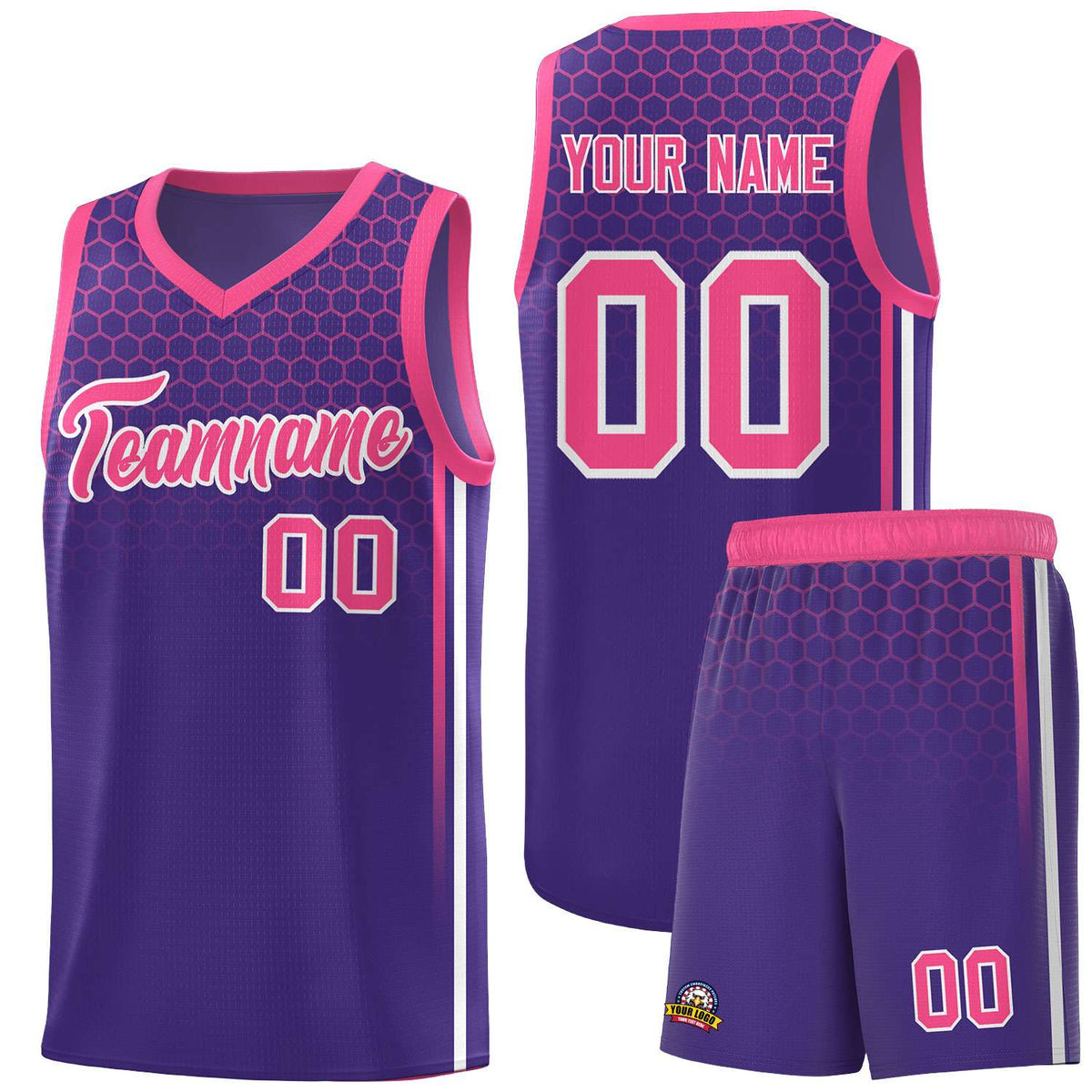 Custom Purple Personalized Honeycomb Pattern Sports Uniform Basketball Jersey