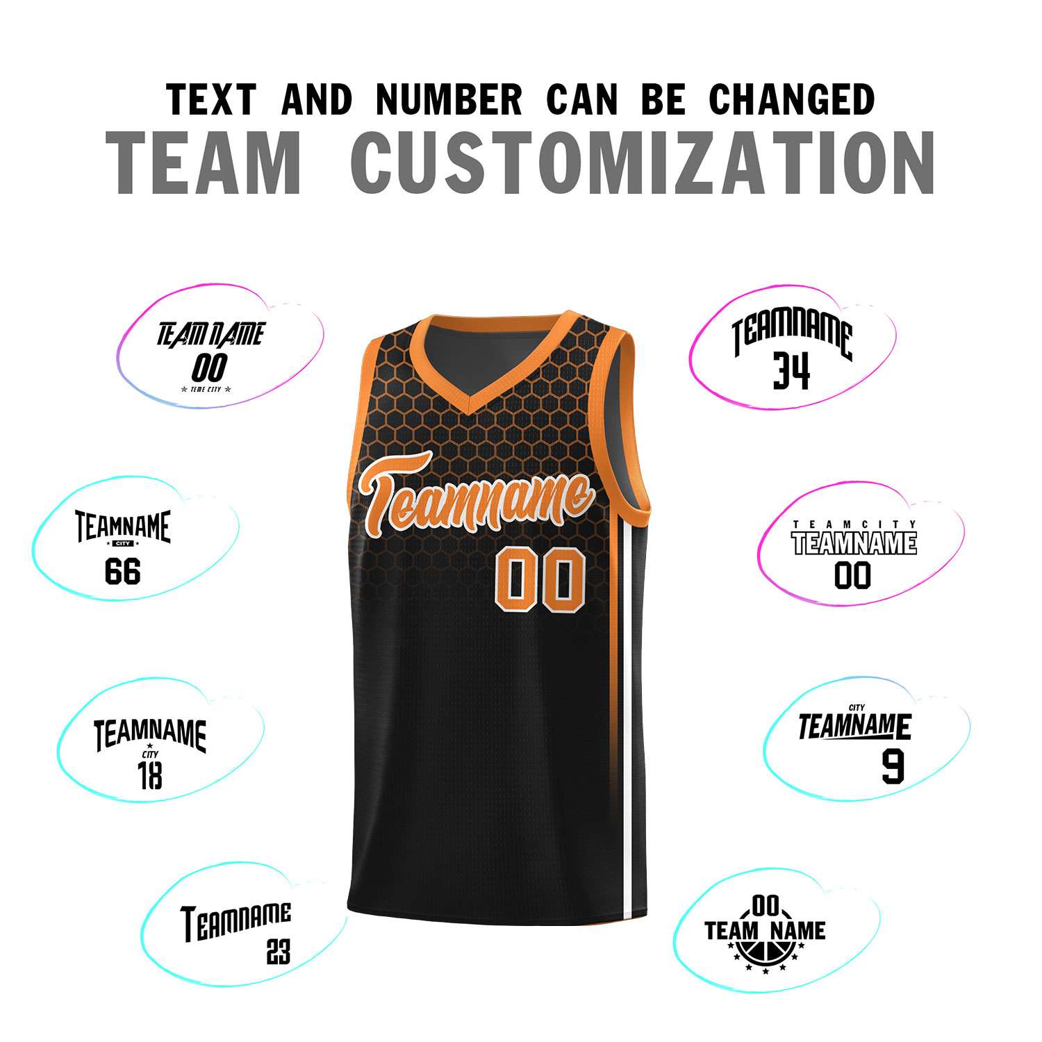 Custom Black Personalized Honeycomb Pattern Sports Uniform Basketball Jersey