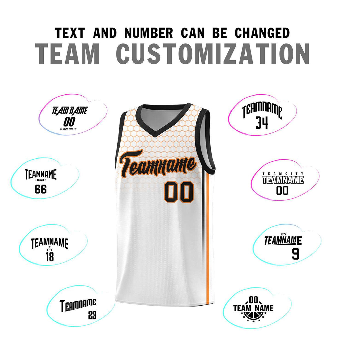 Custom White Personalized Honeycomb Pattern Sports Uniform Basketball Jersey