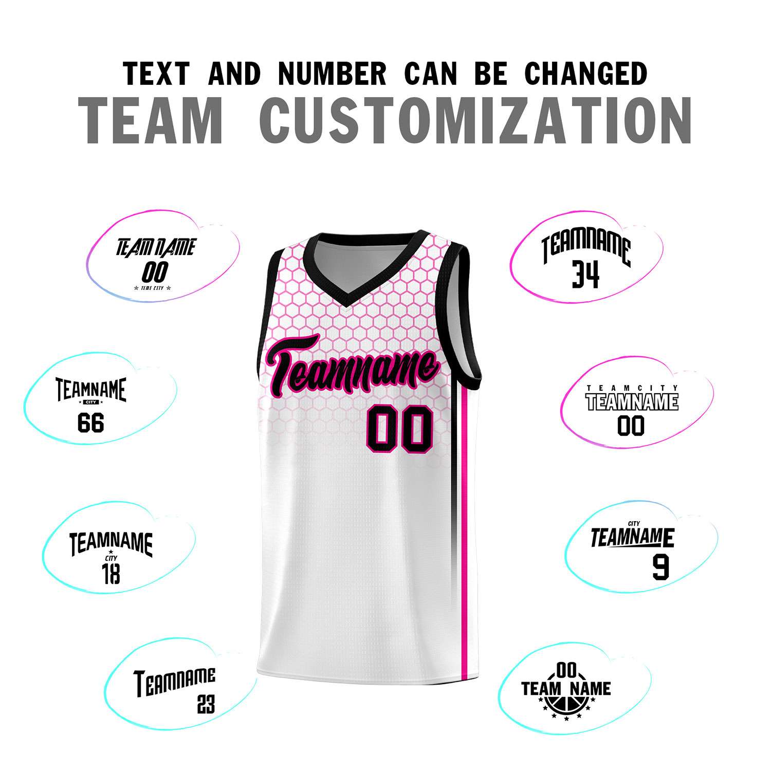 Custom White Personalized Honeycomb Pattern Sports Uniform Basketball Jersey