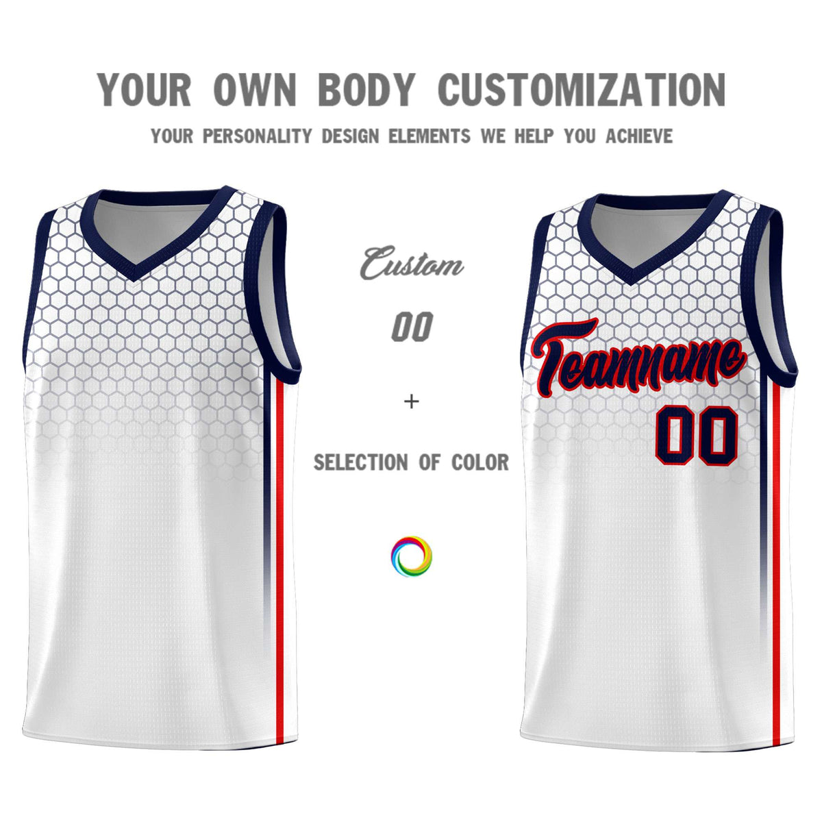 Custom White Personalized Honeycomb Pattern Sports Uniform Basketball Jersey