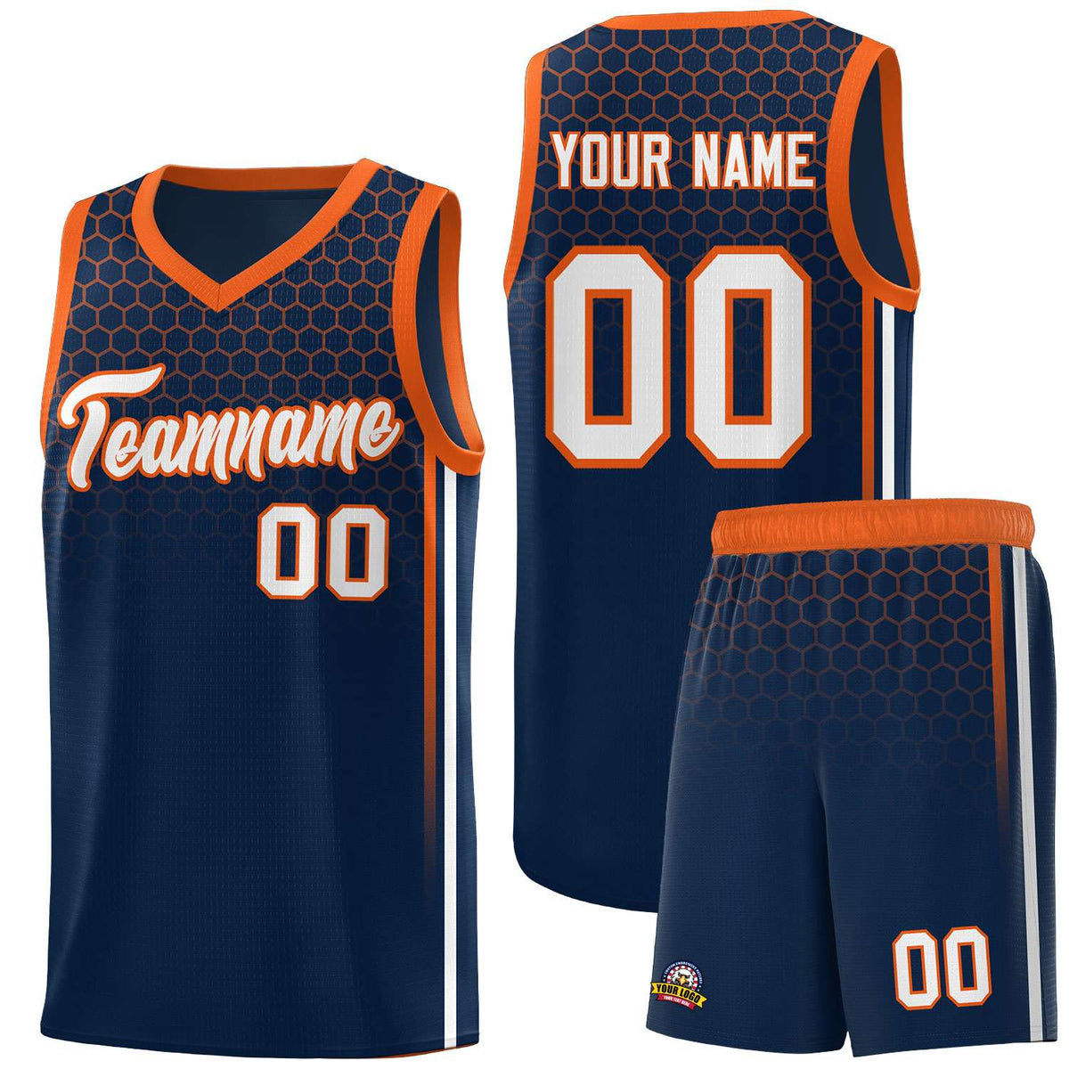 Custom Navy Personalized Honeycomb Pattern Sports Uniform Basketball Jersey