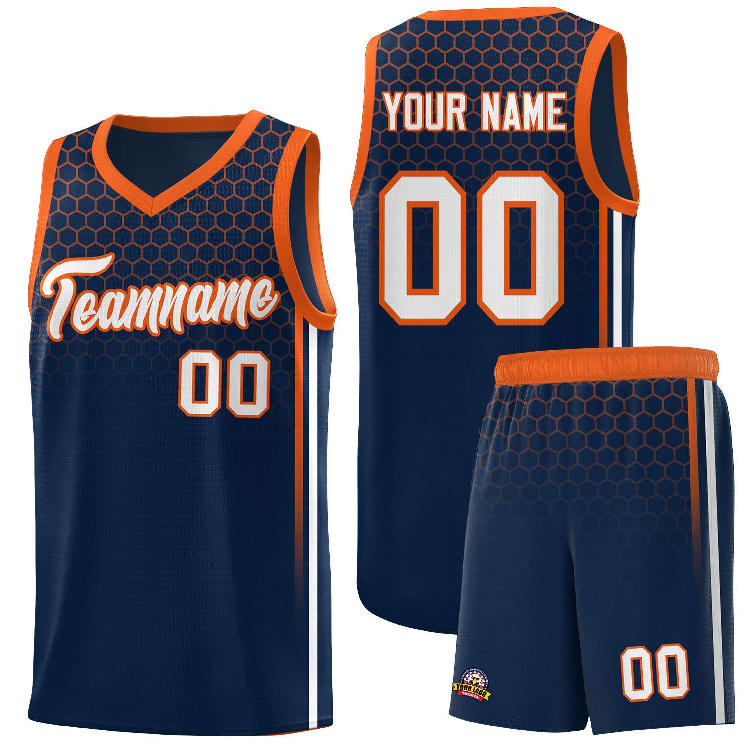 Custom Navy Personalized Honeycomb Pattern Sports Uniform Basketball Jersey