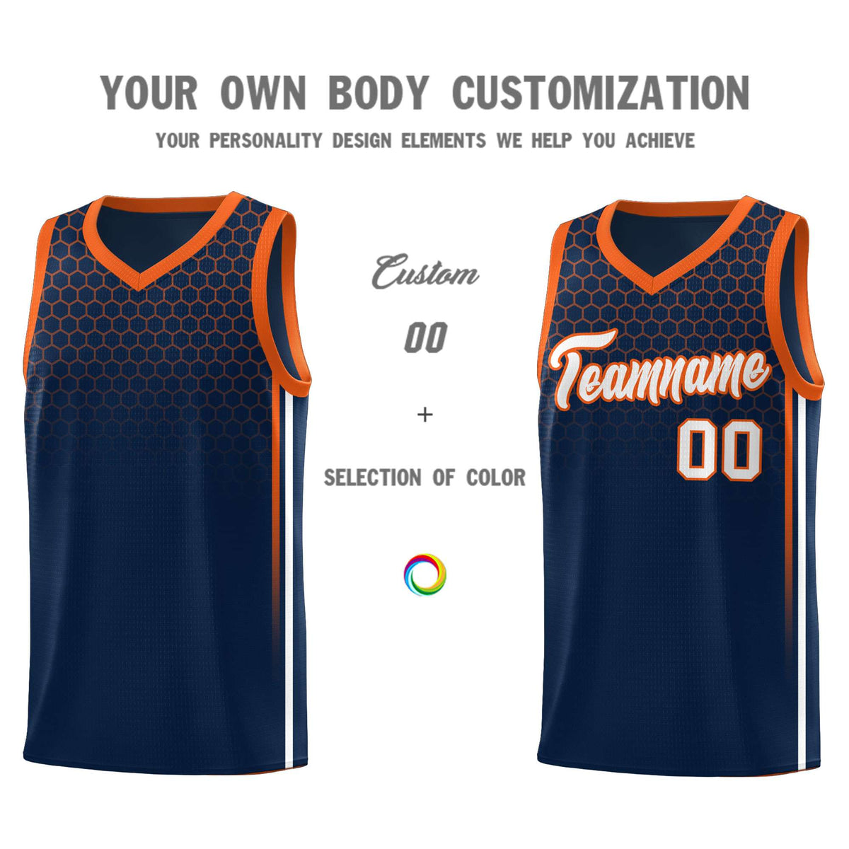 Custom Navy Personalized Honeycomb Pattern Sports Uniform Basketball Jersey