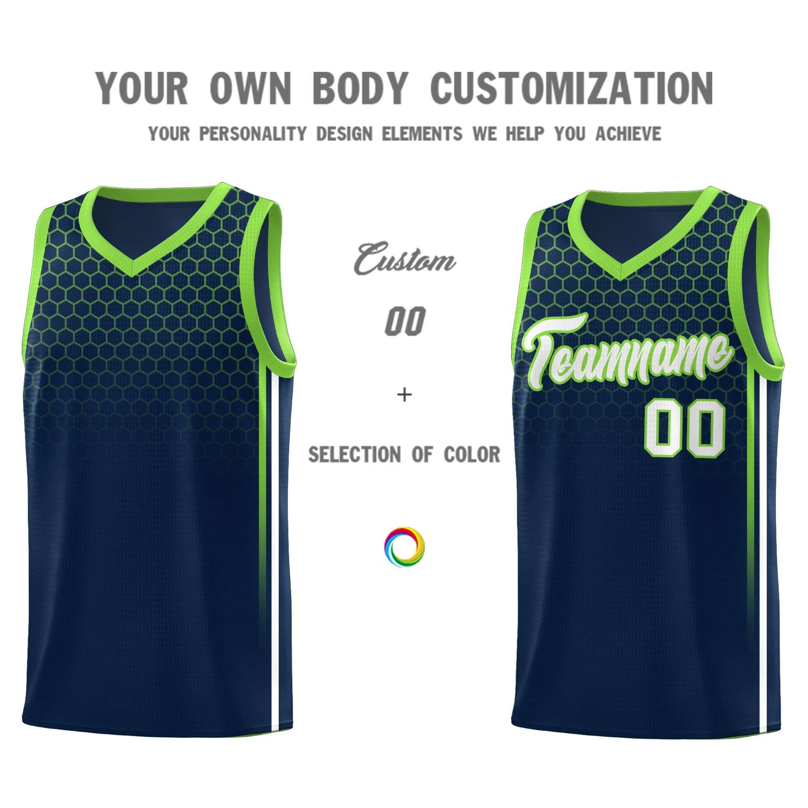 Custom Navy Personalized Honeycomb Pattern Sports Uniform Basketball Jersey