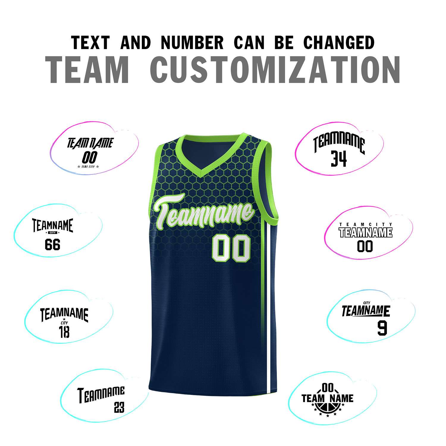 Custom Navy Personalized Honeycomb Pattern Sports Uniform Basketball Jersey