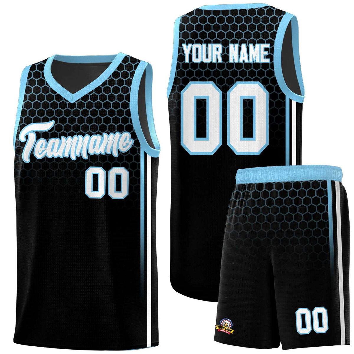 Custom Black Personalized Honeycomb Pattern Sports Uniform Basketball Jersey