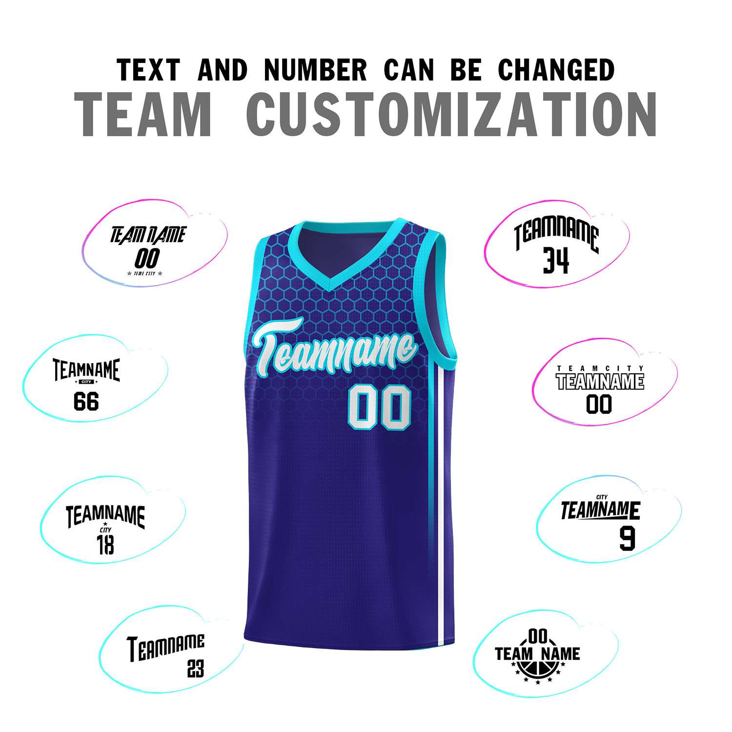 Custom Royal Personalized Honeycomb Pattern Sports Uniform Basketball Jersey