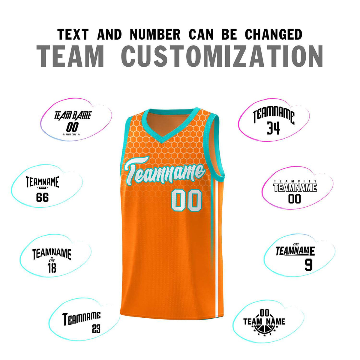 Custom Orange Personalized Honeycomb Pattern Sports Uniform Basketball Jersey