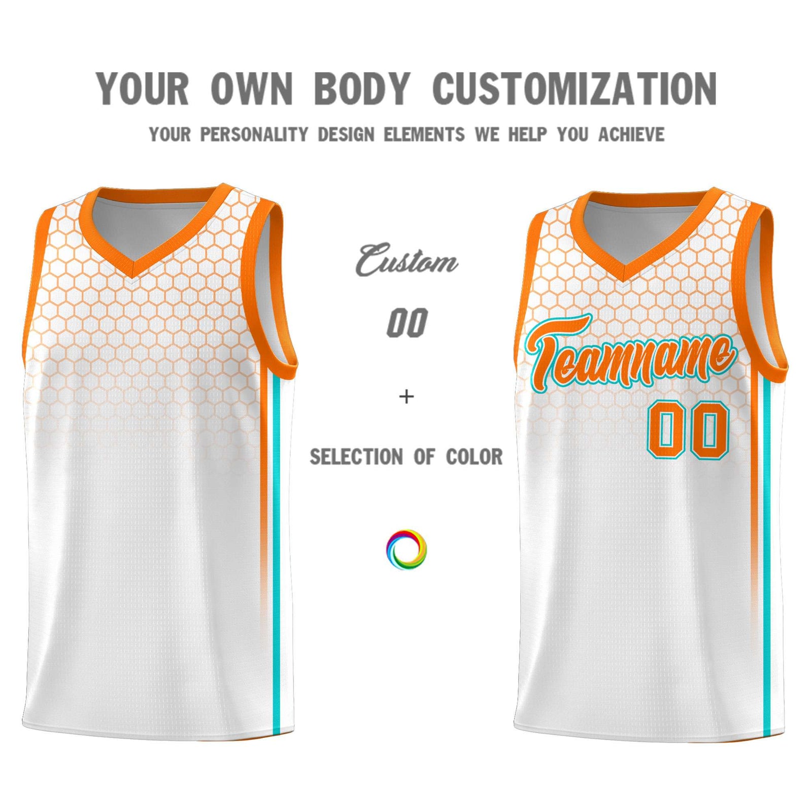 Custom White Personalized Honeycomb Pattern Sports Uniform Basketball Jersey