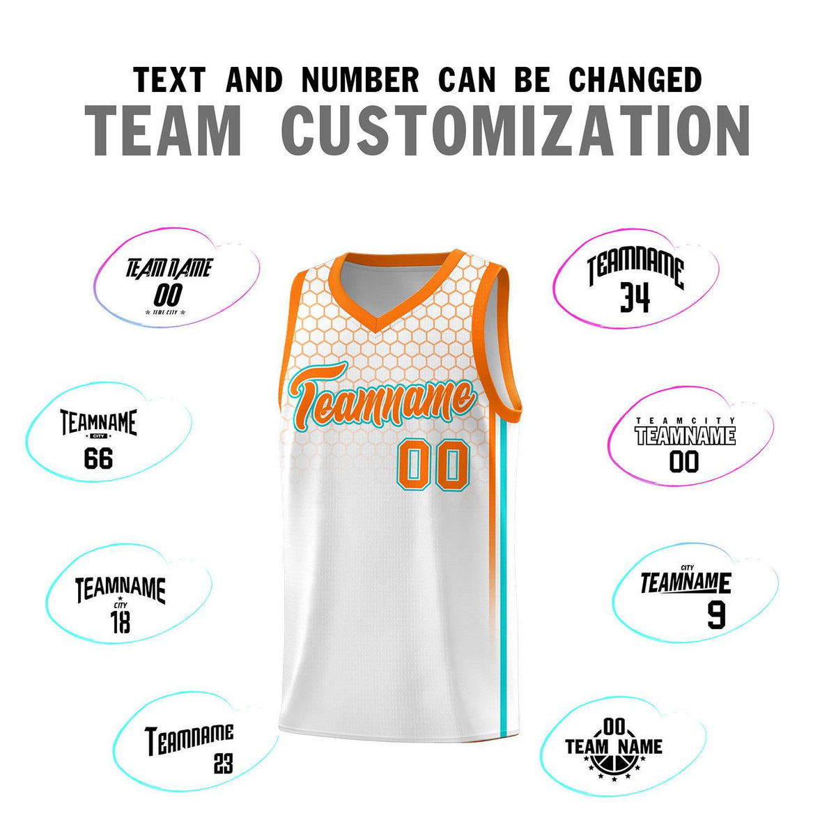 Custom White Personalized Honeycomb Pattern Sports Uniform Basketball Jersey