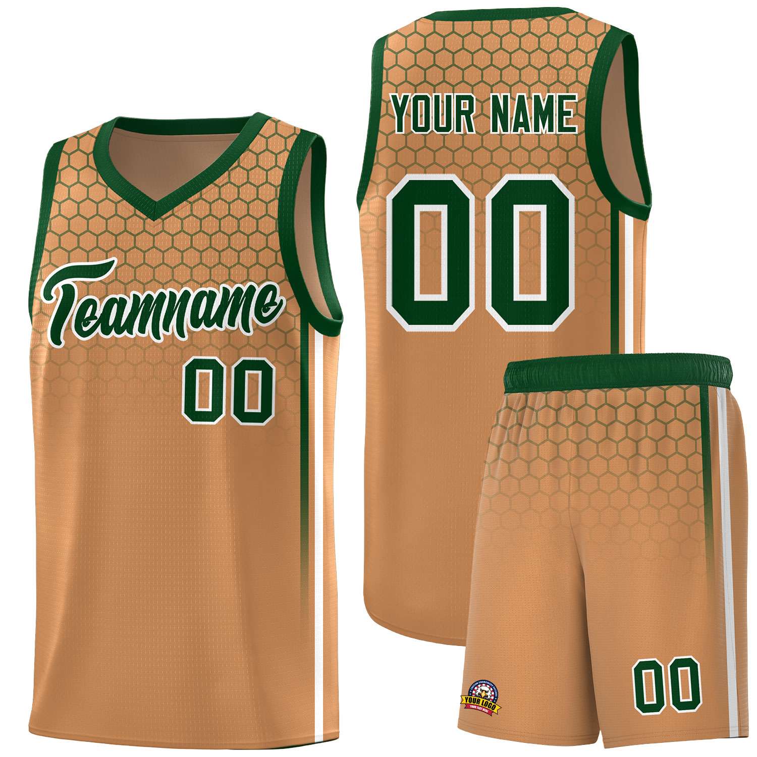 Custom Light Brown Personalized Honeycomb Pattern Sports Uniform Basketball Jersey