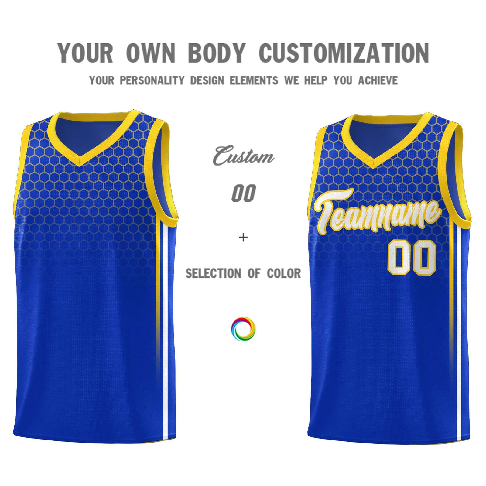 Custom Royal Personalized Honeycomb Pattern Sports Uniform Basketball Jersey