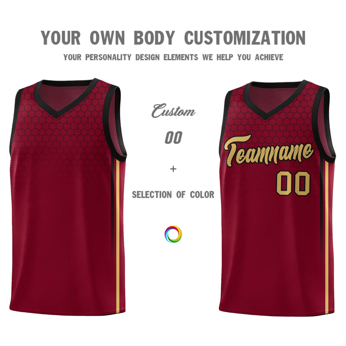 Custom Crimson Personalized Honeycomb Pattern Sports Uniform Basketball Jersey