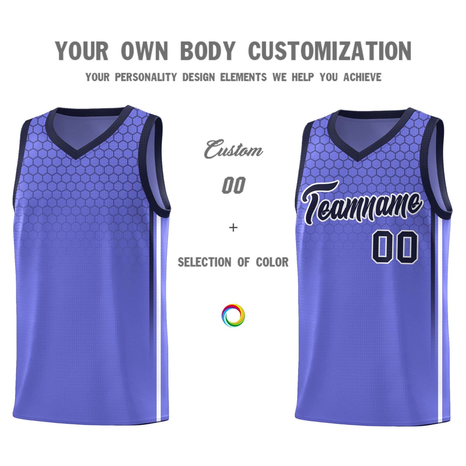 Custom Purple Personalized Honeycomb Pattern Sports Uniform Basketball Jersey