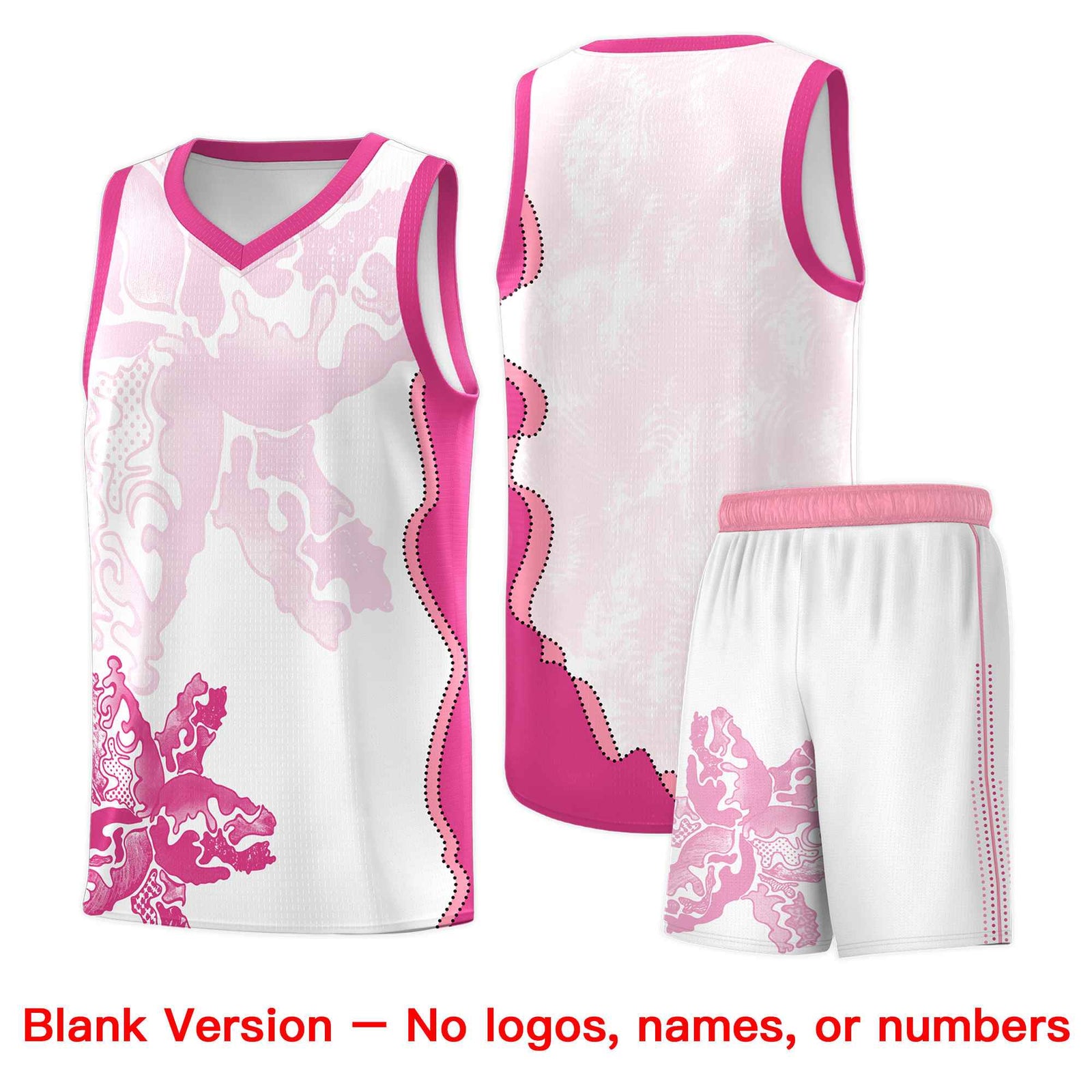 Custom White Pink Basketball Jersey - Illusion Flower Graffiti Breathable mesh Fabric