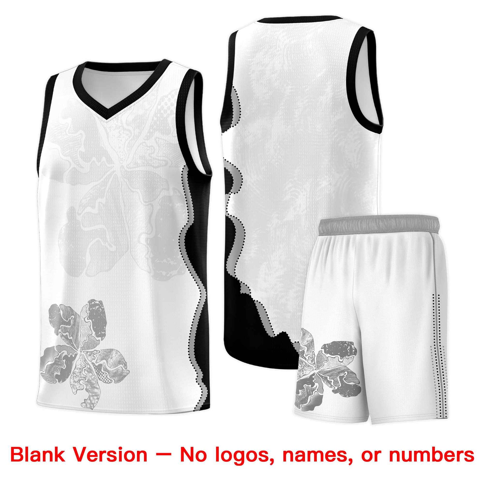 Custom White Black Basketball Jersey - Illusion Flower Graffiti Stylish Fabric