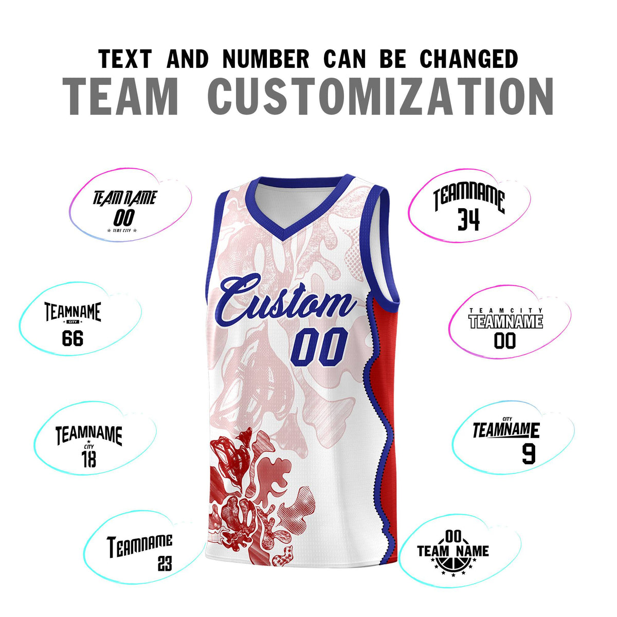 Custom White Royal Basketball Jersey - Illusion Flower Graffiti Unique Fabric