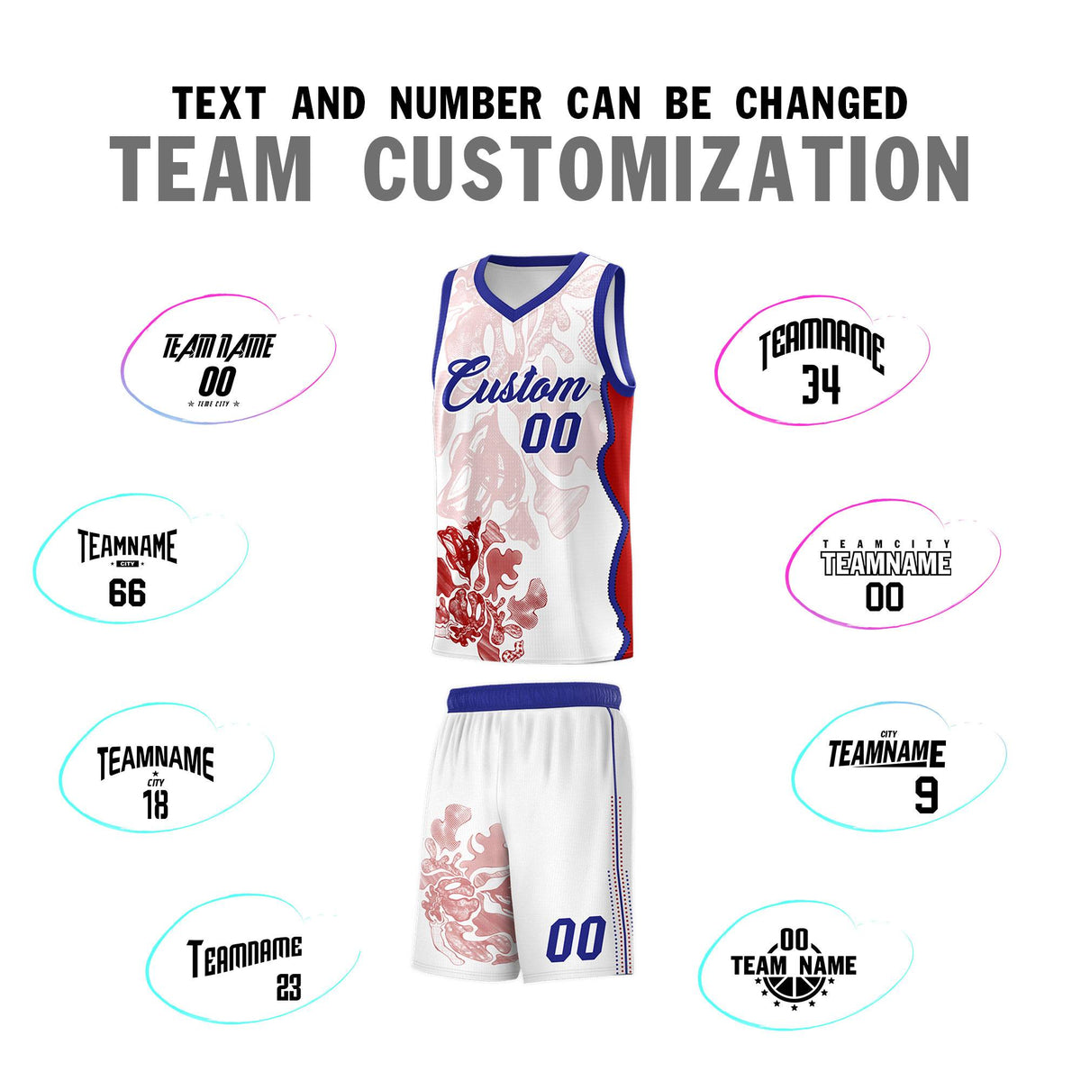 Custom White Royal Basketball Jersey - Illusion Flower Graffiti Unique Fabric