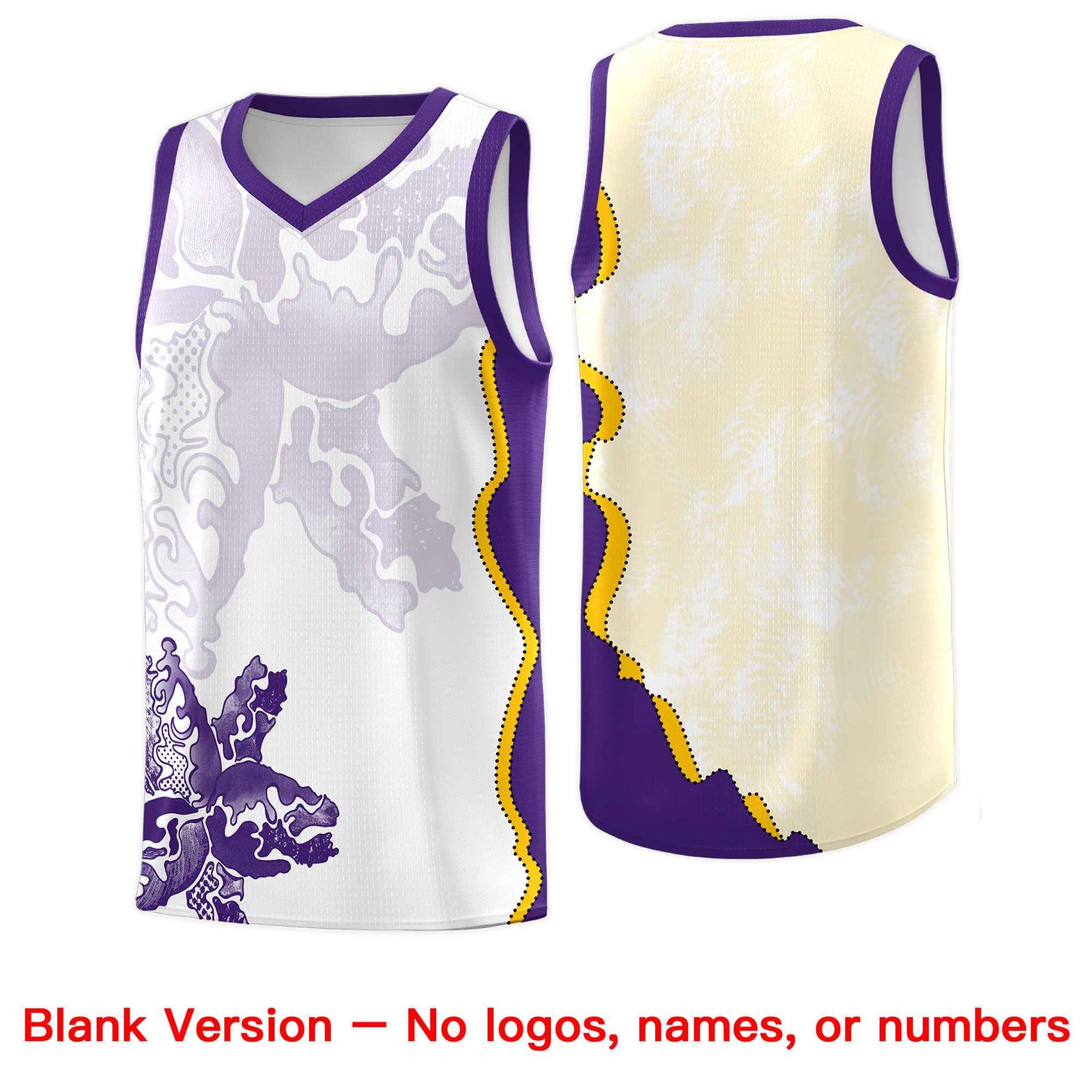 Custom White Purple Basketball Jersey - Illusion Flower Graffiti Moisture-wicking Fabric