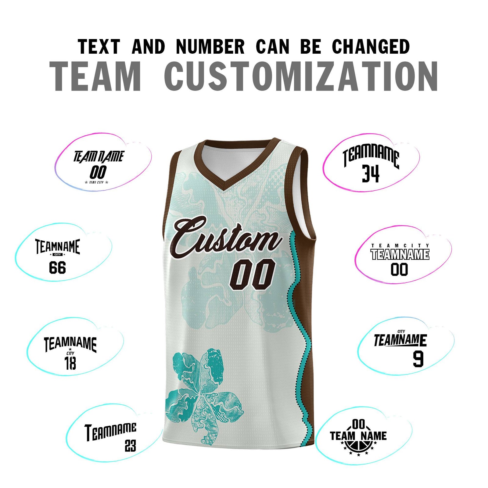 Custom Gray Brown Basketball Jersey - Illusion Flower Graffiti Quick dry Fabric