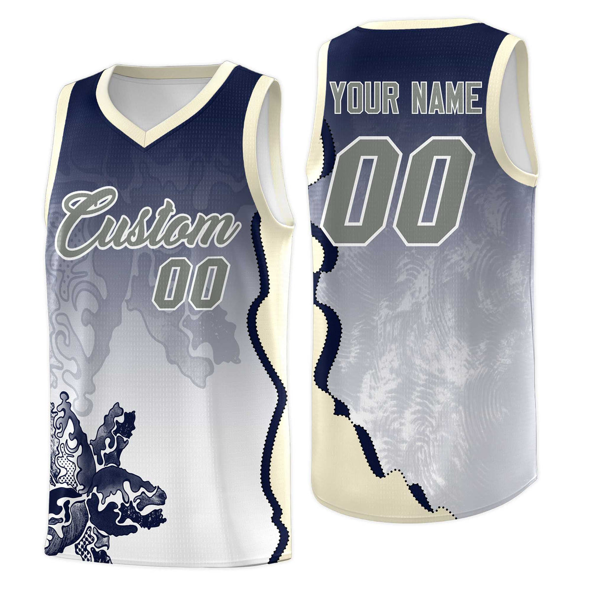 Custom Gray Green Basketball Jersey - Illusion Flower Gradient Stylish Fabric