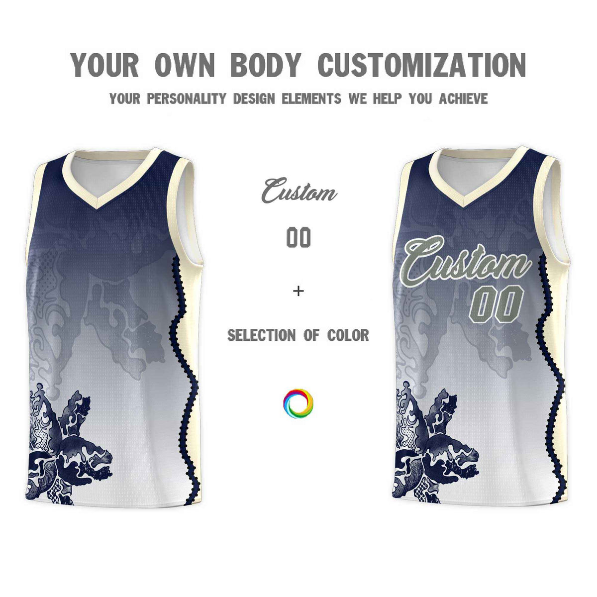 Custom Gray Green Basketball Jersey - Illusion Flower Gradient Stylish Fabric
