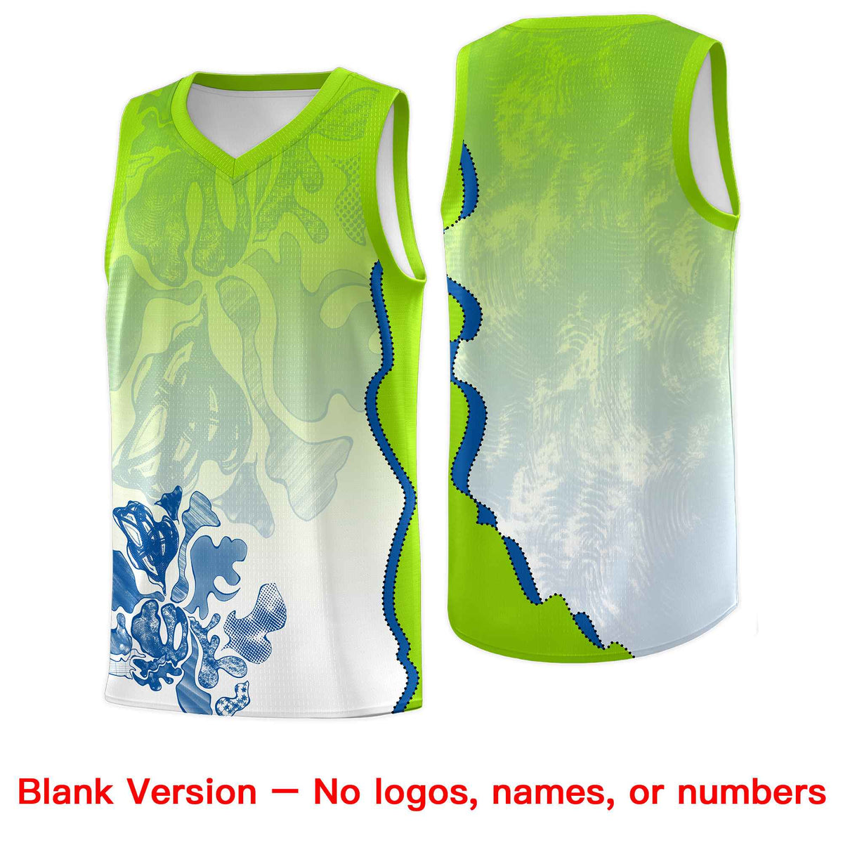 Custom Neon Green Royal Basketball Jersey - Illusion Flower Gradient Moisture-wicking Fabric