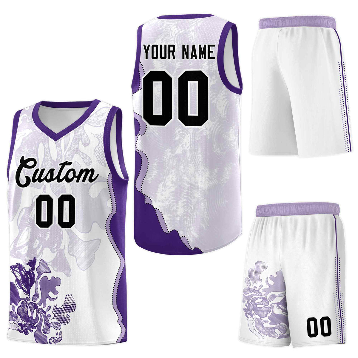 Custom White Pink Basketball Jersey - Illusion Flower Graffiti Moisture-Wicking