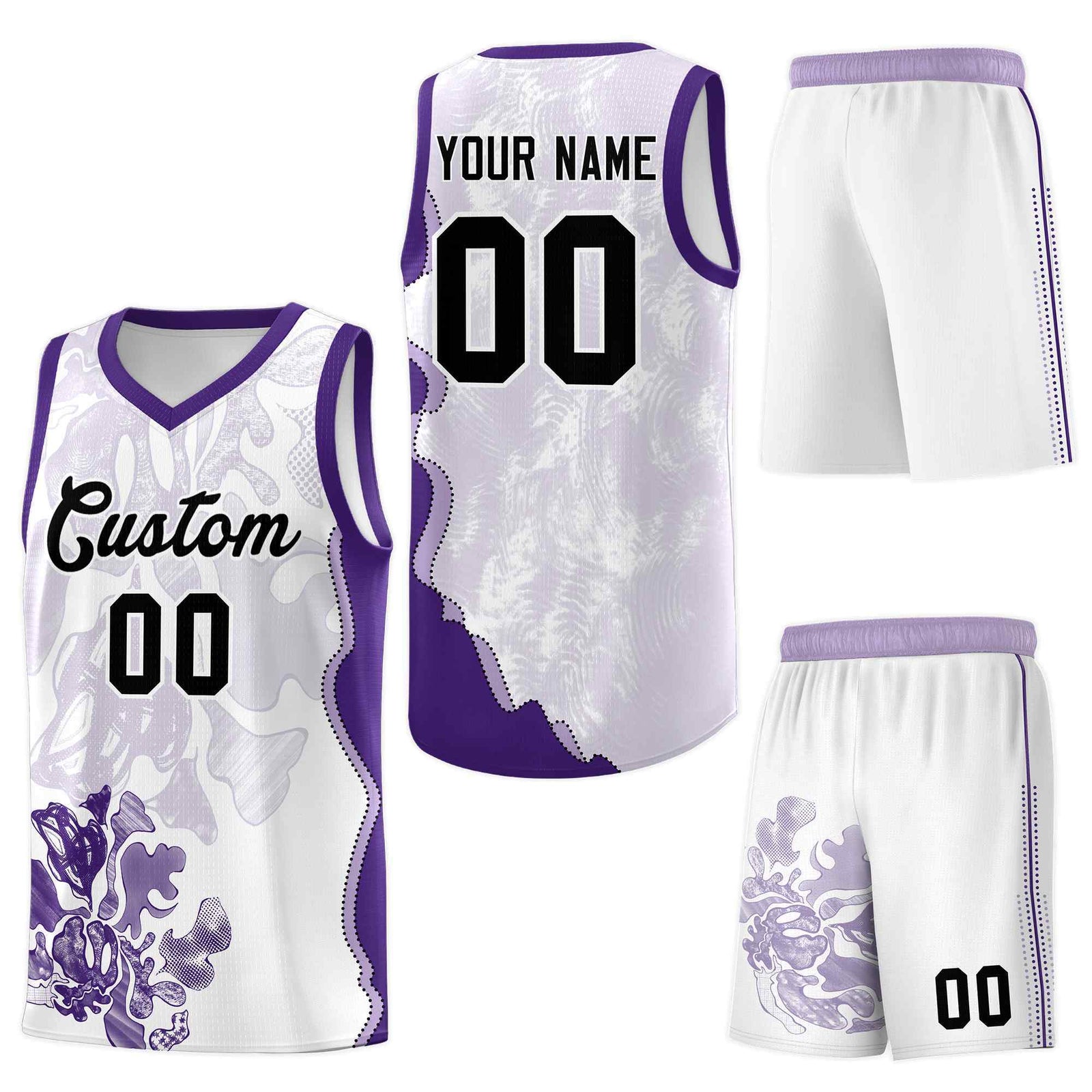 Custom White Pink Basketball Jersey - Illusion Flower Graffiti Moisture-Wicking