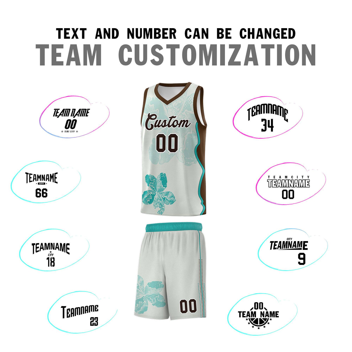 Custom Gray Brown Basketball Jersey - Illusion Flower Graffiti Quick dry Fabric