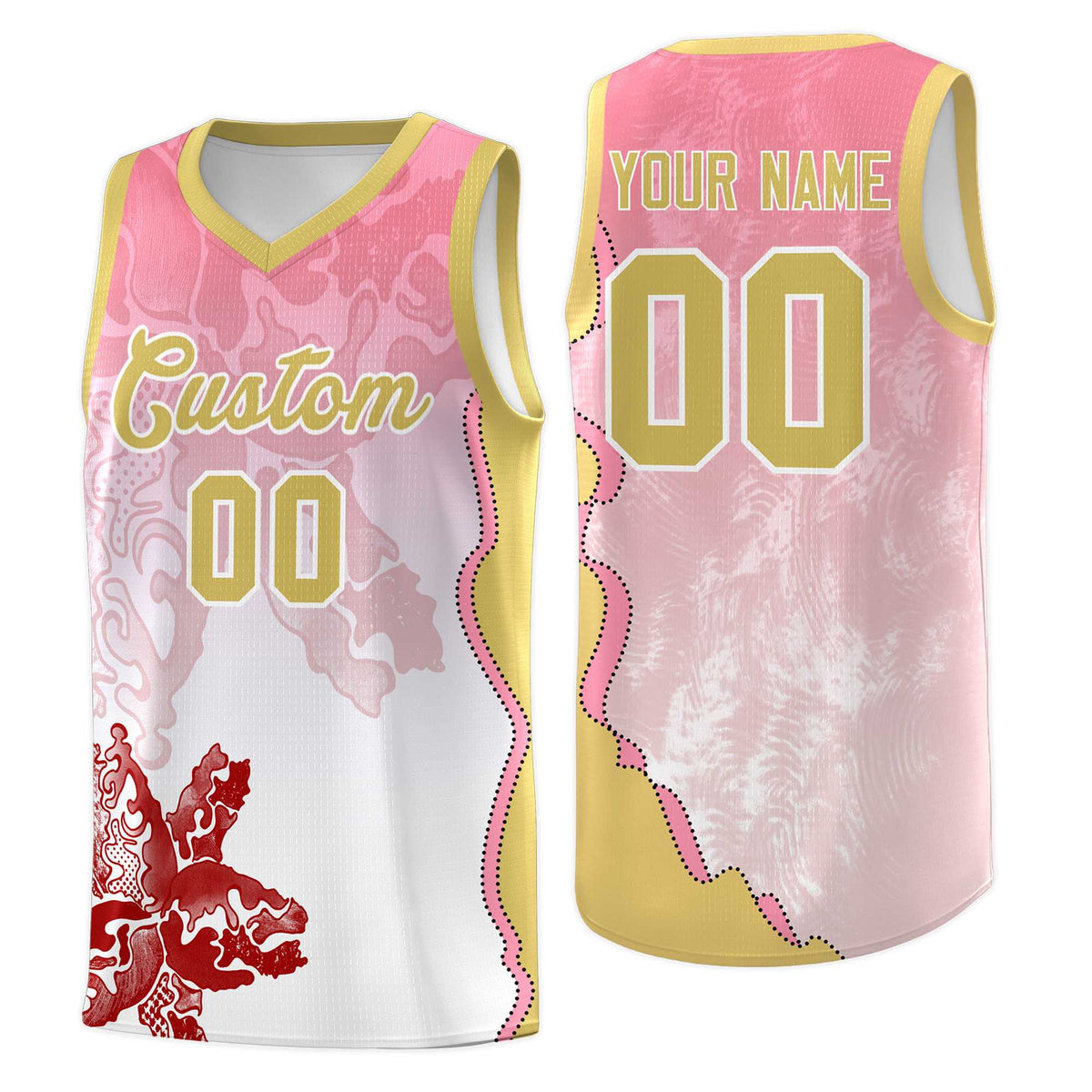 Custom White Light Pink Basketball Jersey - Illusion Flower Gradient Lightweight Fabric