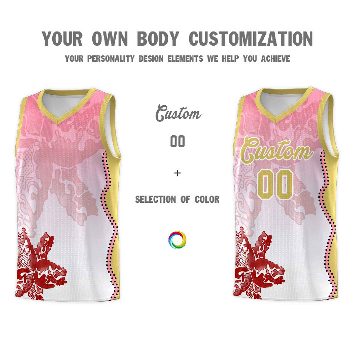 Custom White Light Pink Basketball Jersey - Illusion Flower Gradient Lightweight Fabric