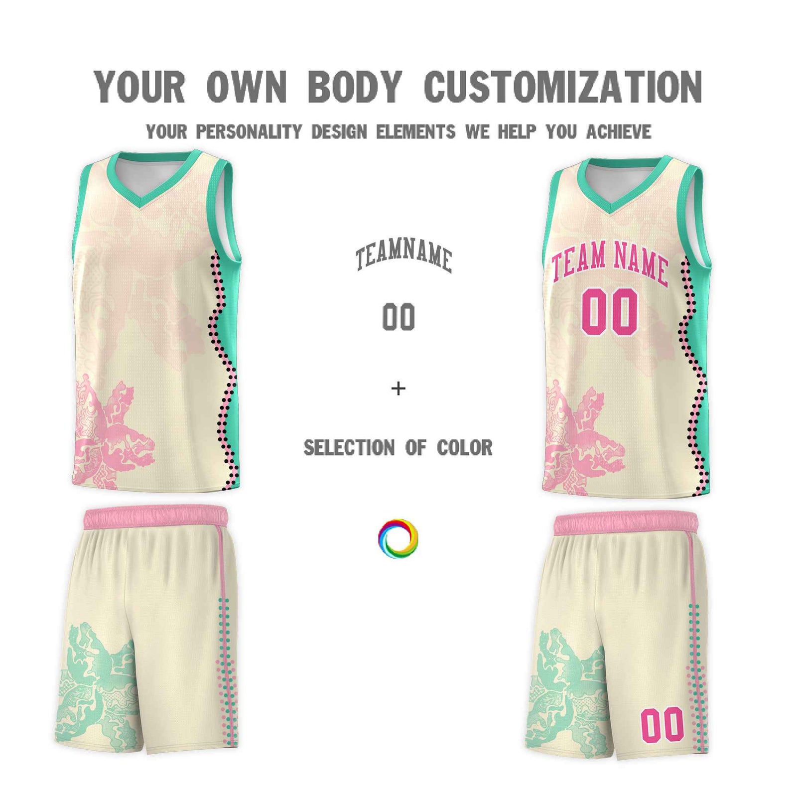 Custom Rose Red Bright Green Basketball Jersey - Illusion Flower Graffiti Stretchy Fabric