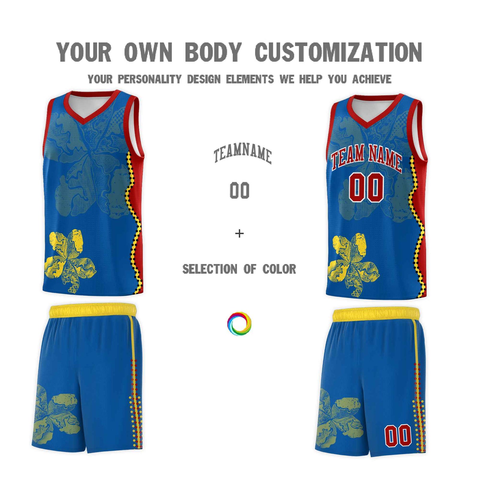 Custom Royal Red Basketball Jersey - Illusion Flower Graffiti Moisture-wicking Fabric