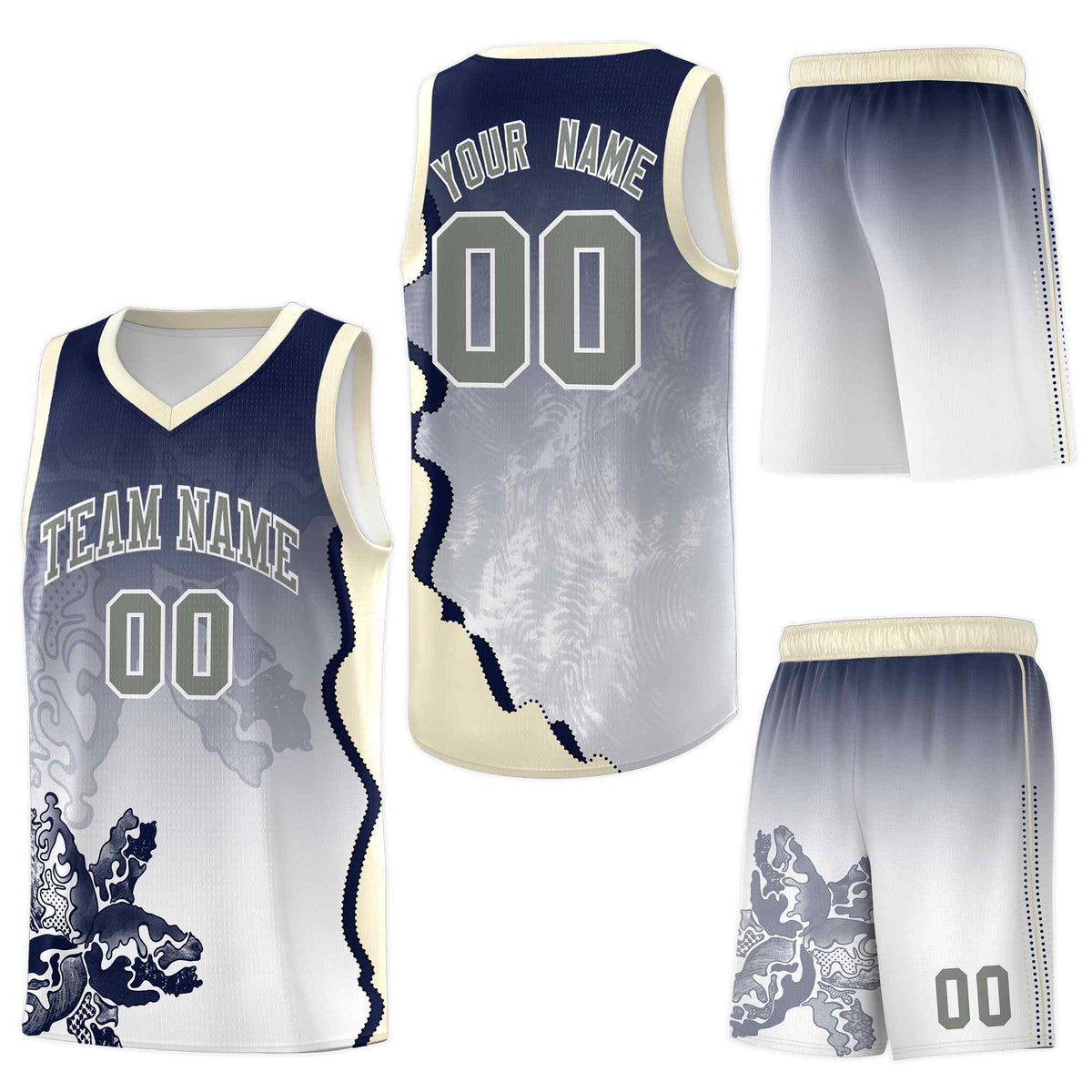 Custom Gray Green Basketball Jersey - Illusion Flower Gradient Lightweight