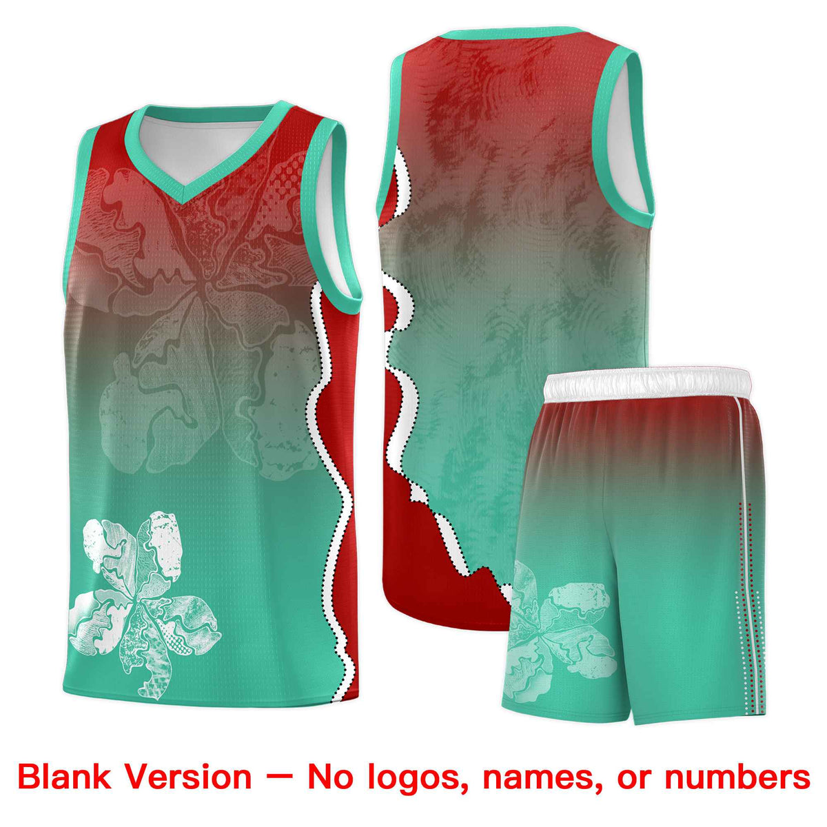 Custom Bright Green Red Basketball Jersey - Illusion Flower Gradient Durable Fabric