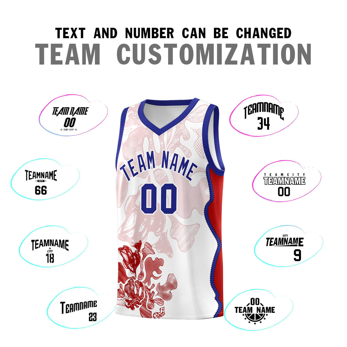 Custom White Royal Basketball Jersey - Illusion Flower Graffiti Unique Fabric