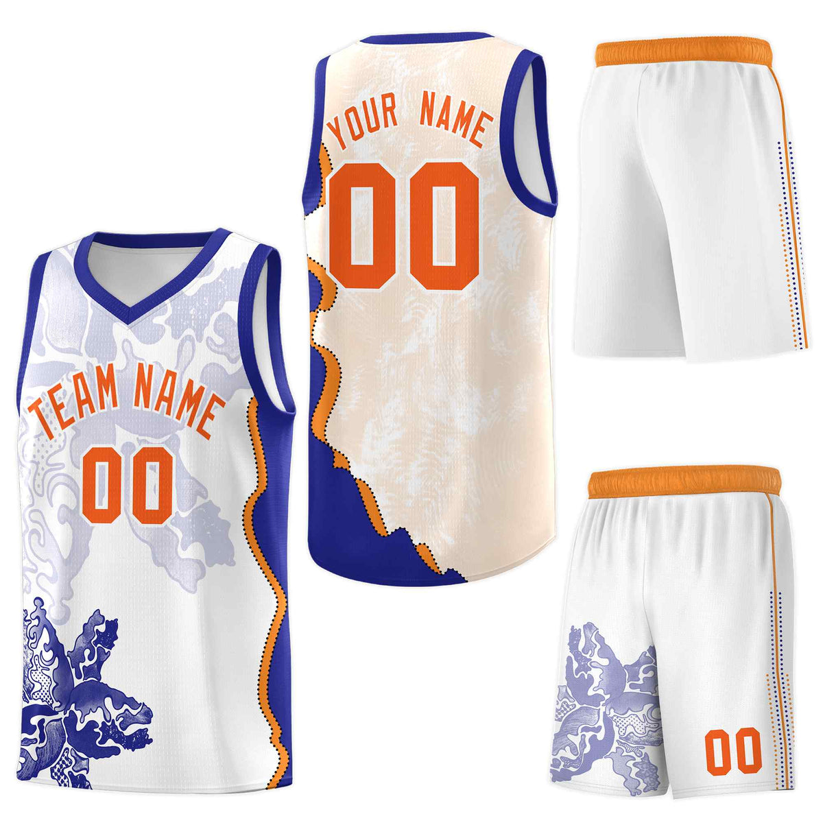 Custom White Royal Basketball Jersey - Illusion Flower Graffiti Quick-Drying