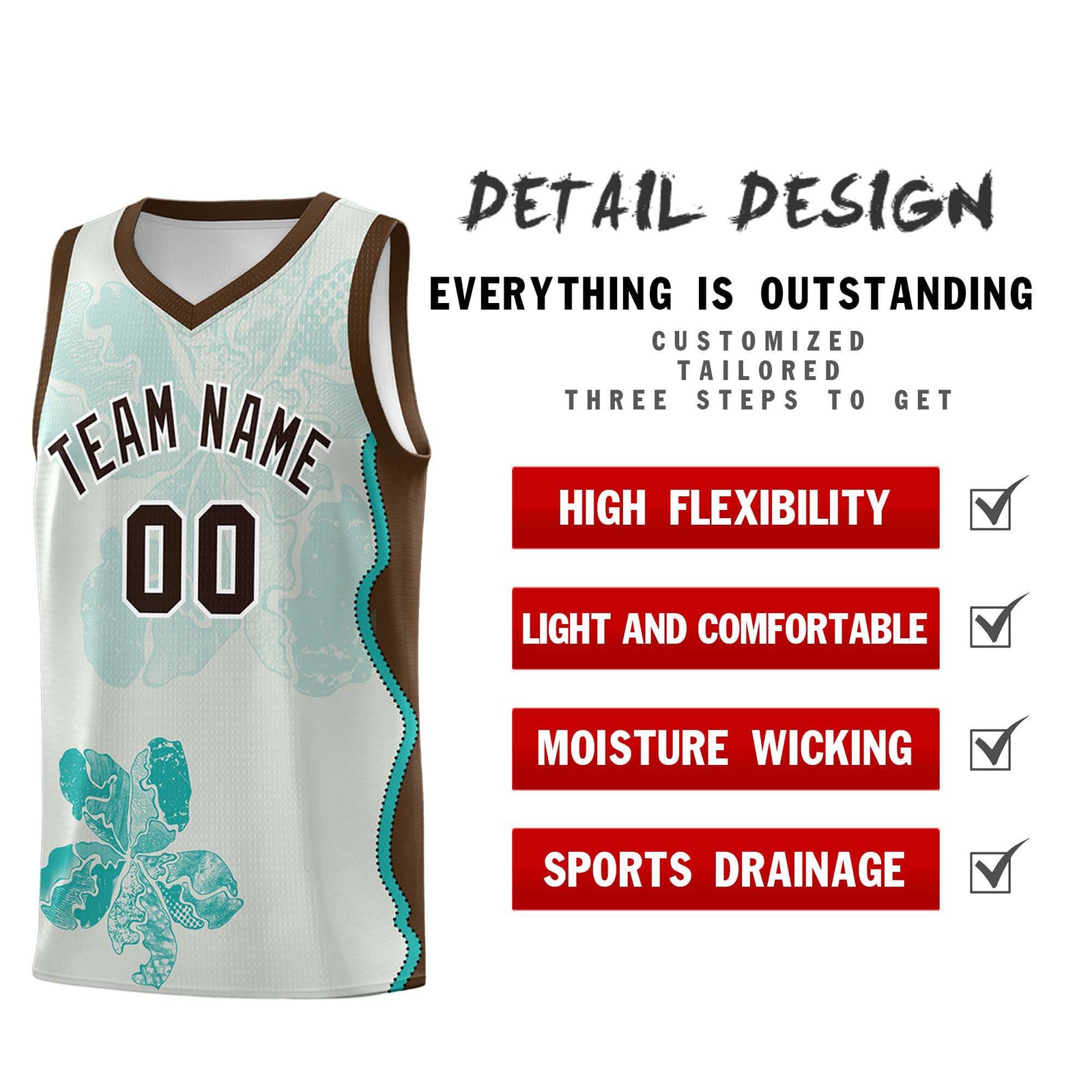 Custom Gray Brown Basketball Jersey - Illusion Flower Graffiti Quick dry Fabric